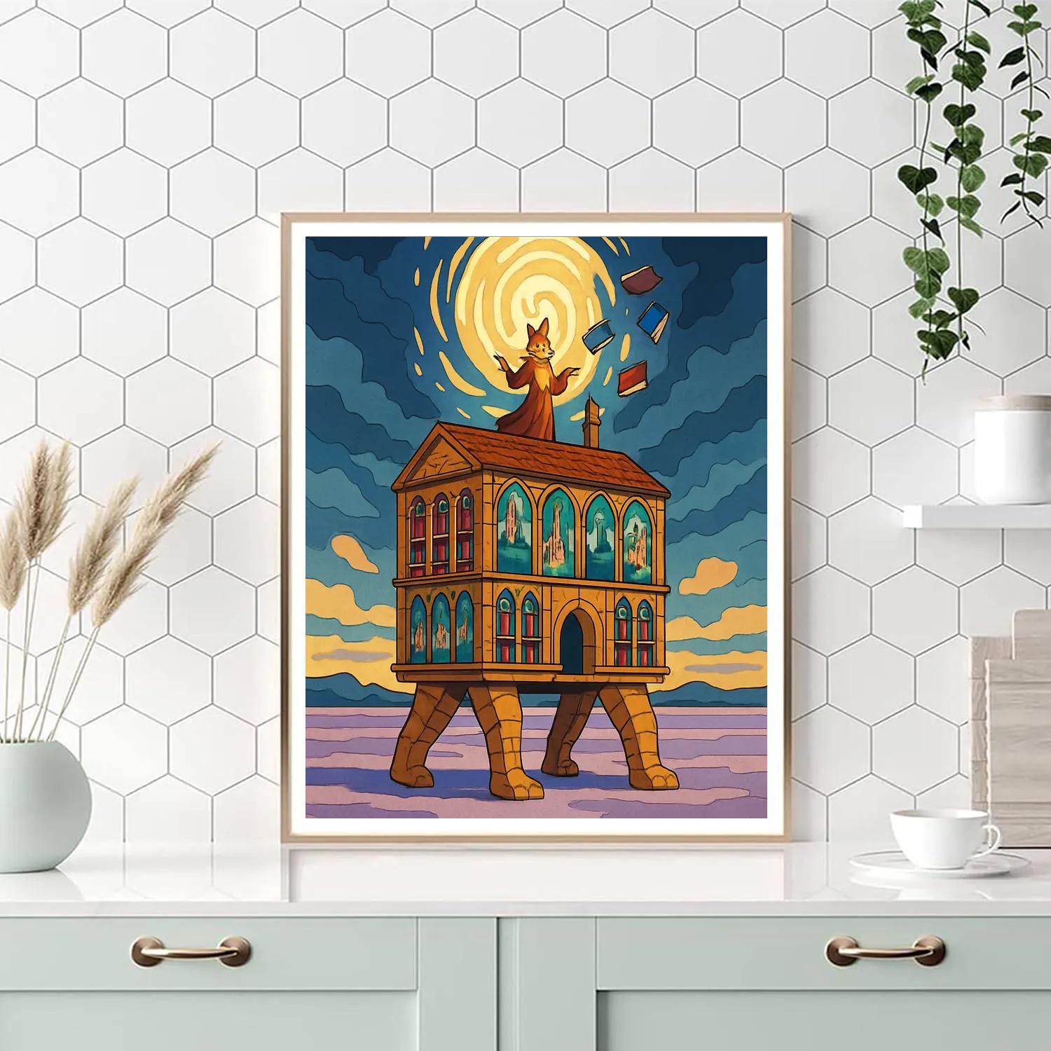 Wandering Library With Fantasy Windows Number painting