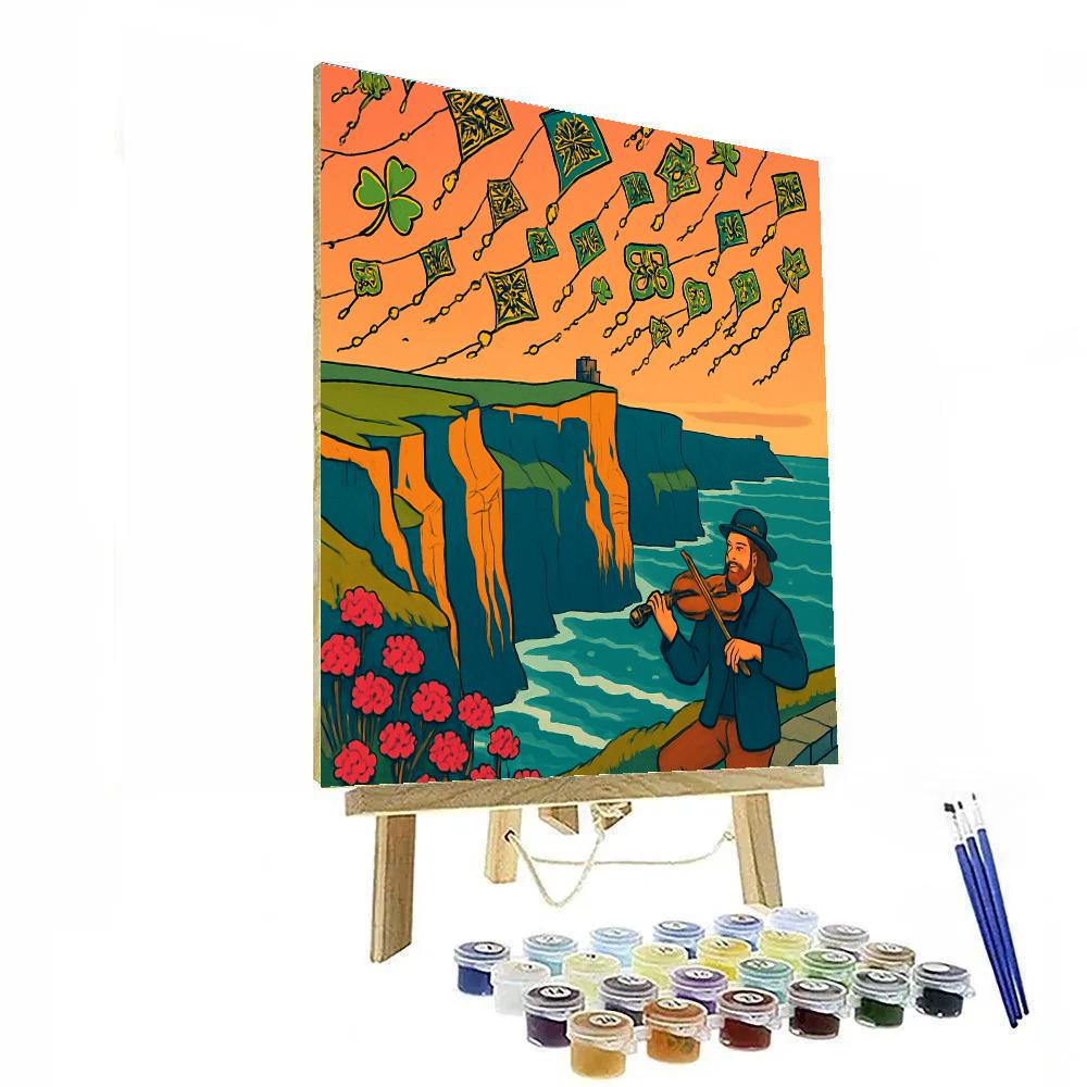 Cliffs Of Moher With Ireland Kite Festival Lights Painting by numbers kit