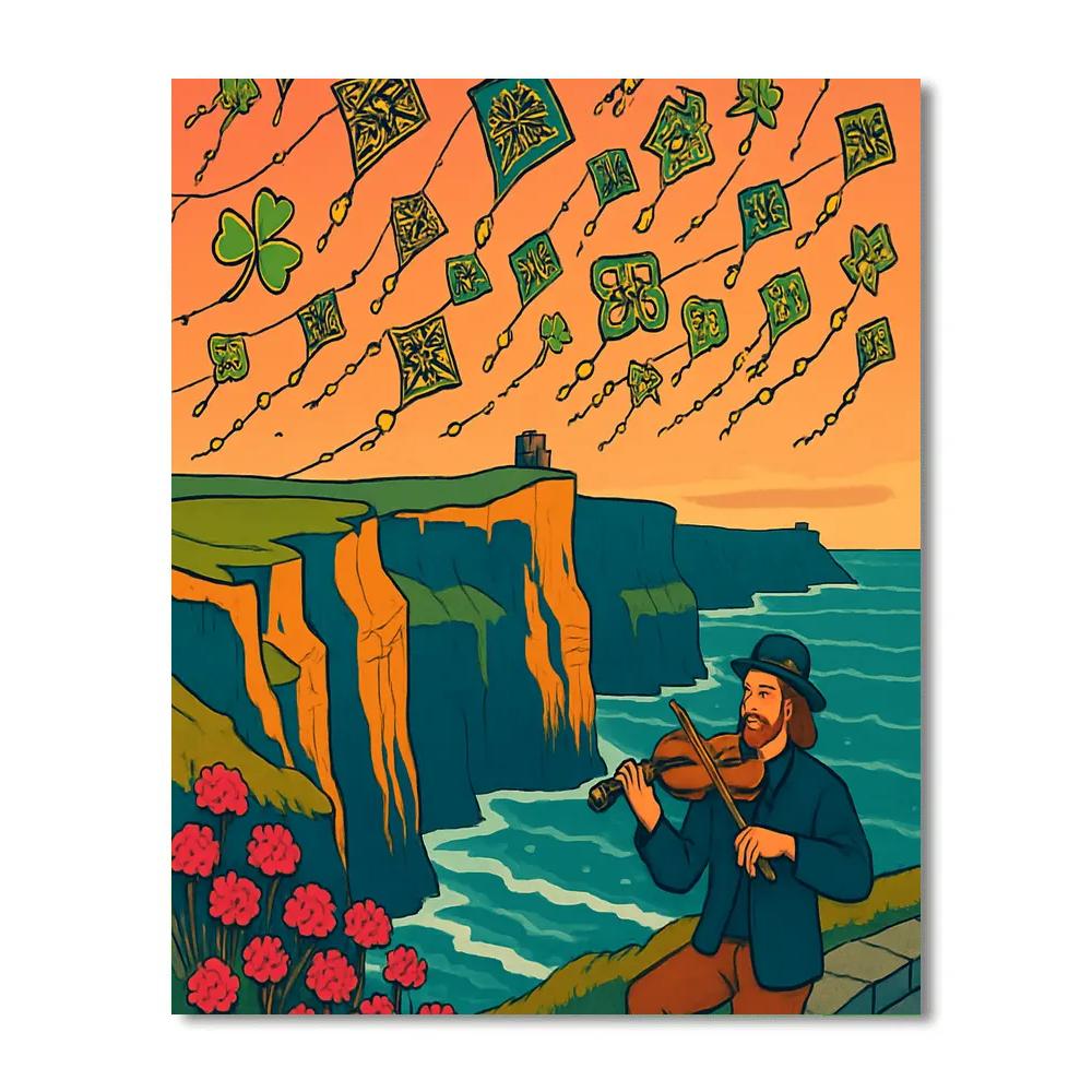 Cliffs Of Moher With Ireland Kite Festival Lights Painting by numbers kit