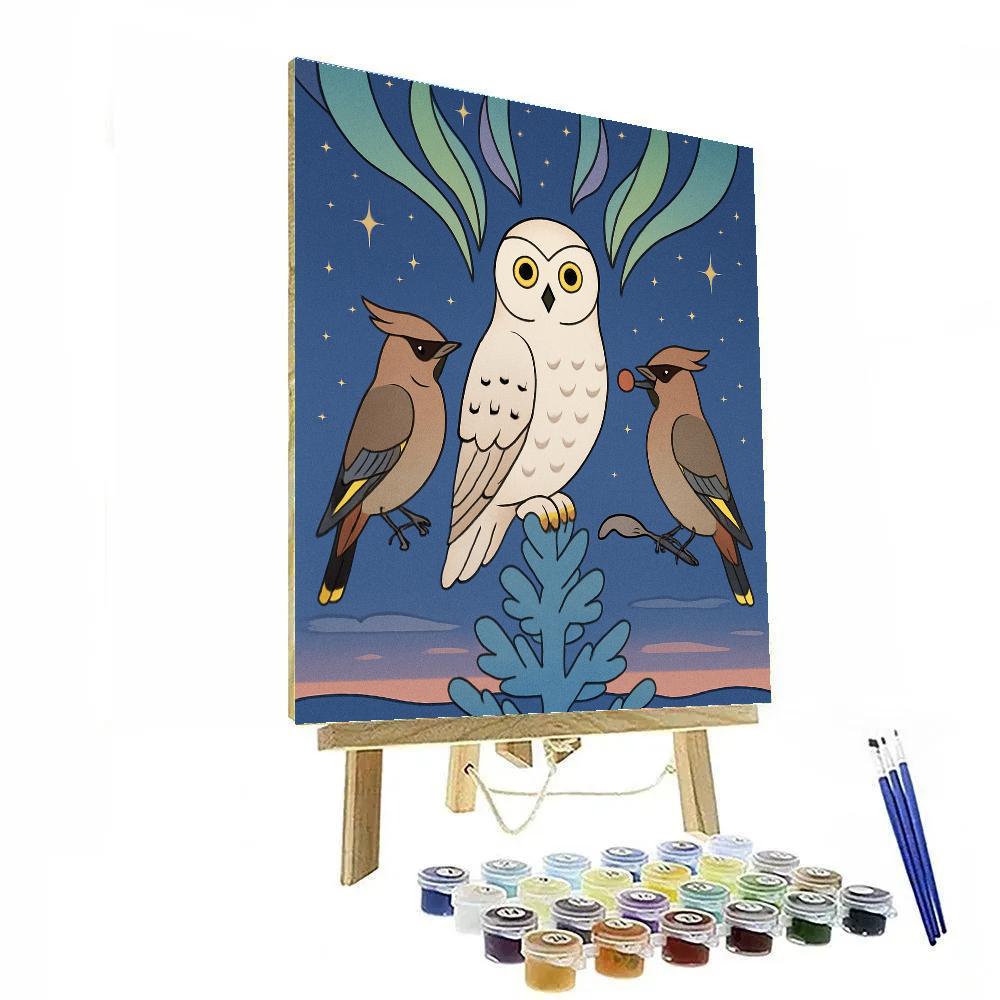 Aurora Crowned Birds Number painting