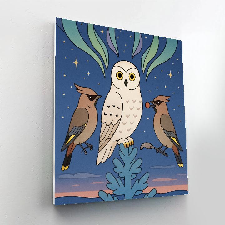 Aurora Crowned Birds Number painting