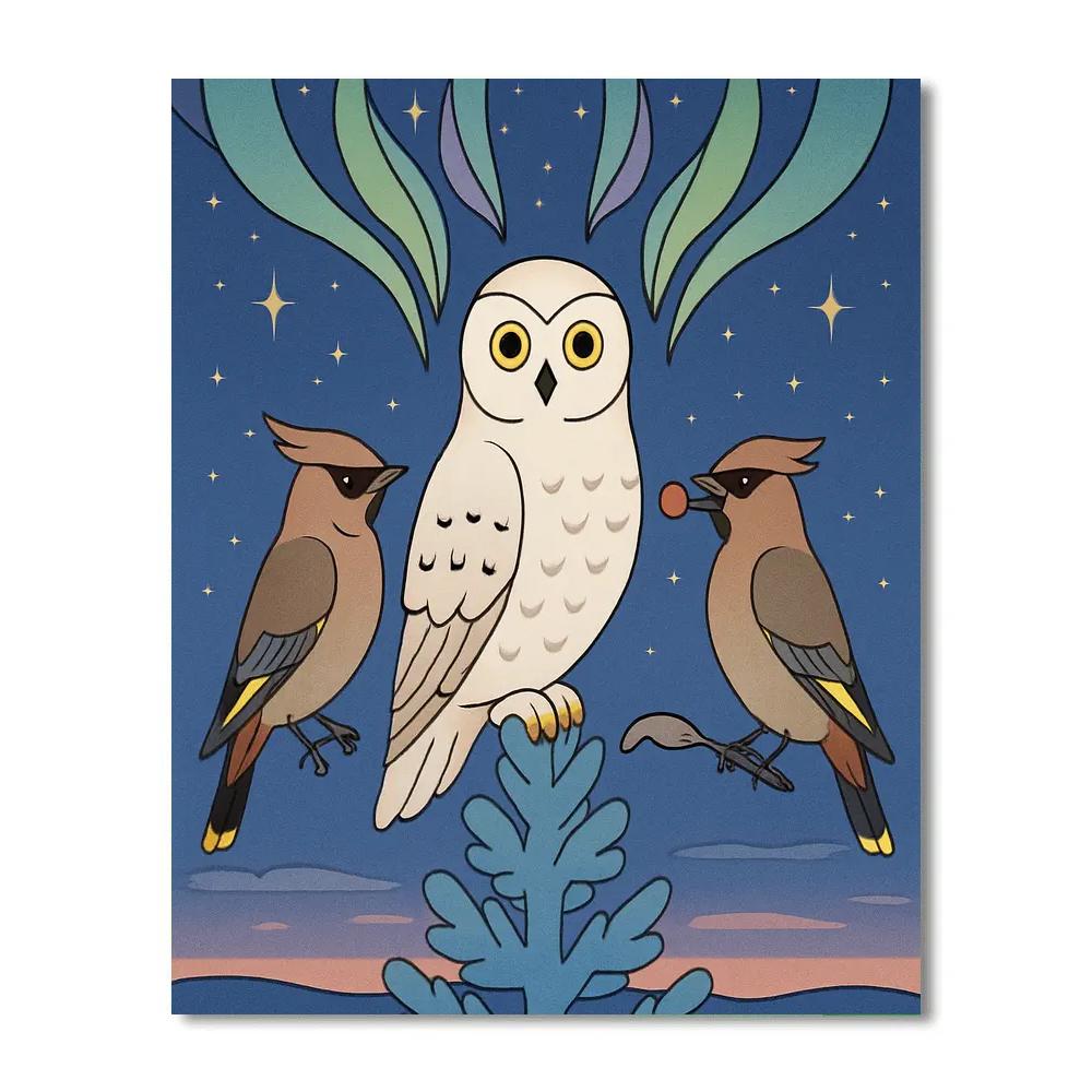 Aurora Crowned Birds Number painting