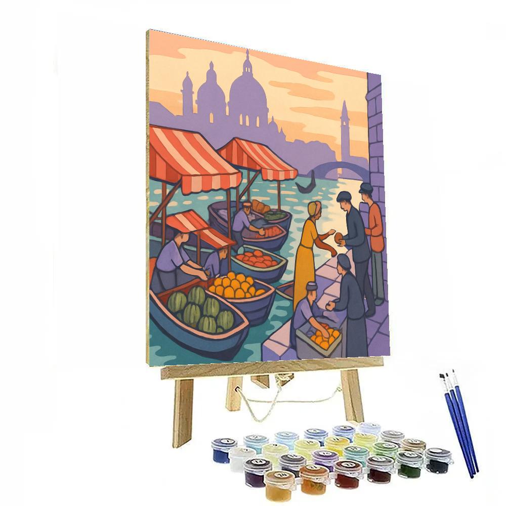 Venice Lagoon Market At Dawn paint by numbers