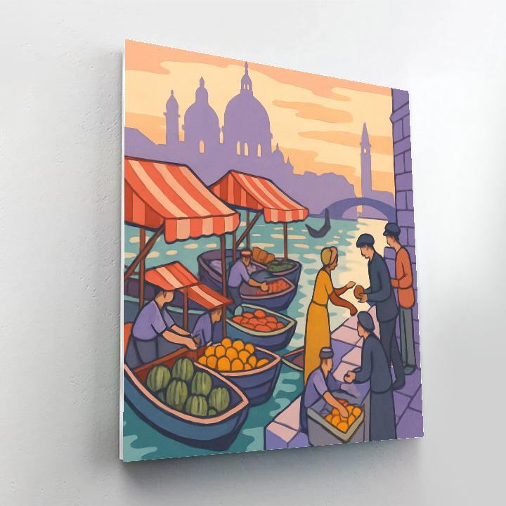 Venice Lagoon Market At Dawn paint by numbers