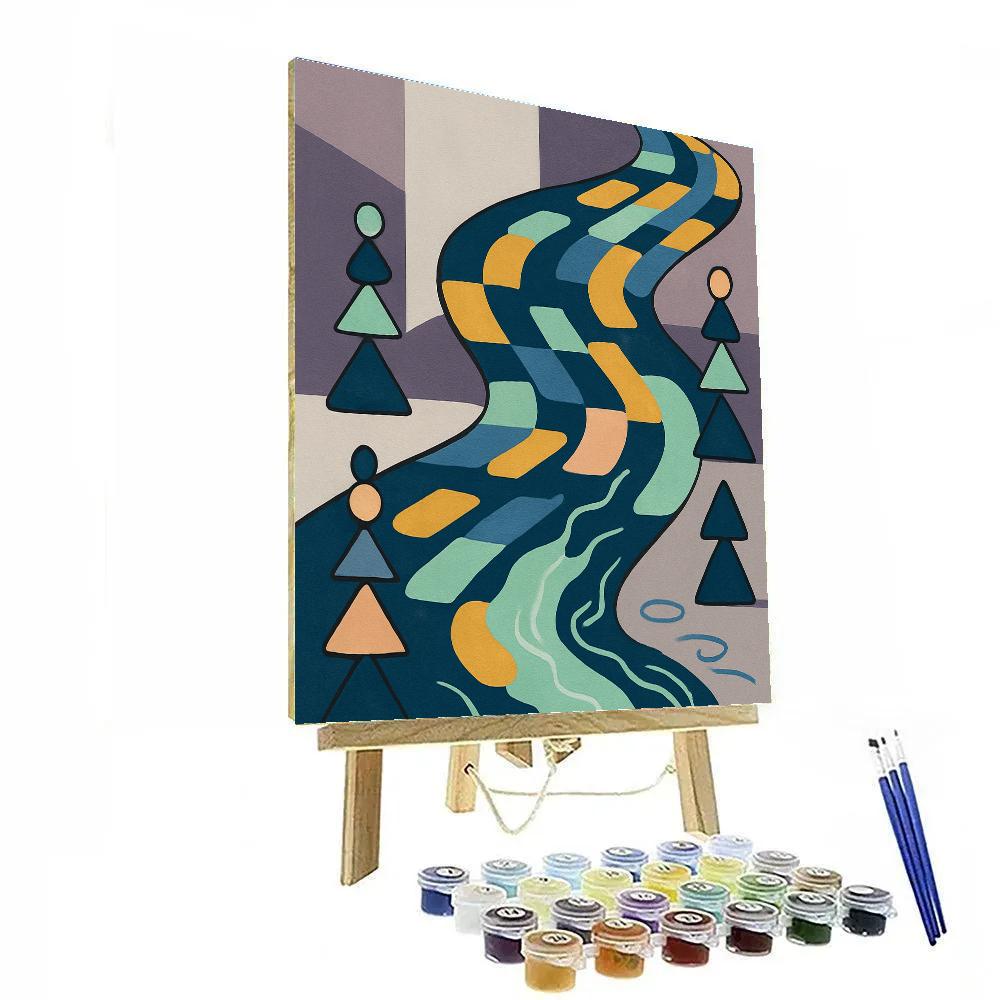 Abstract-Coded River Of Shapes paint by numbers