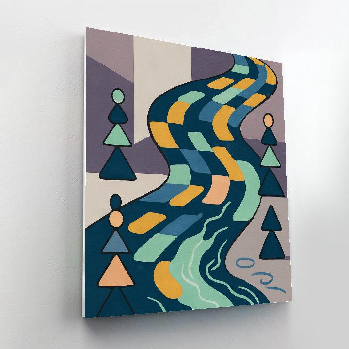 Abstract-Coded River Of Shapes paint by numbers