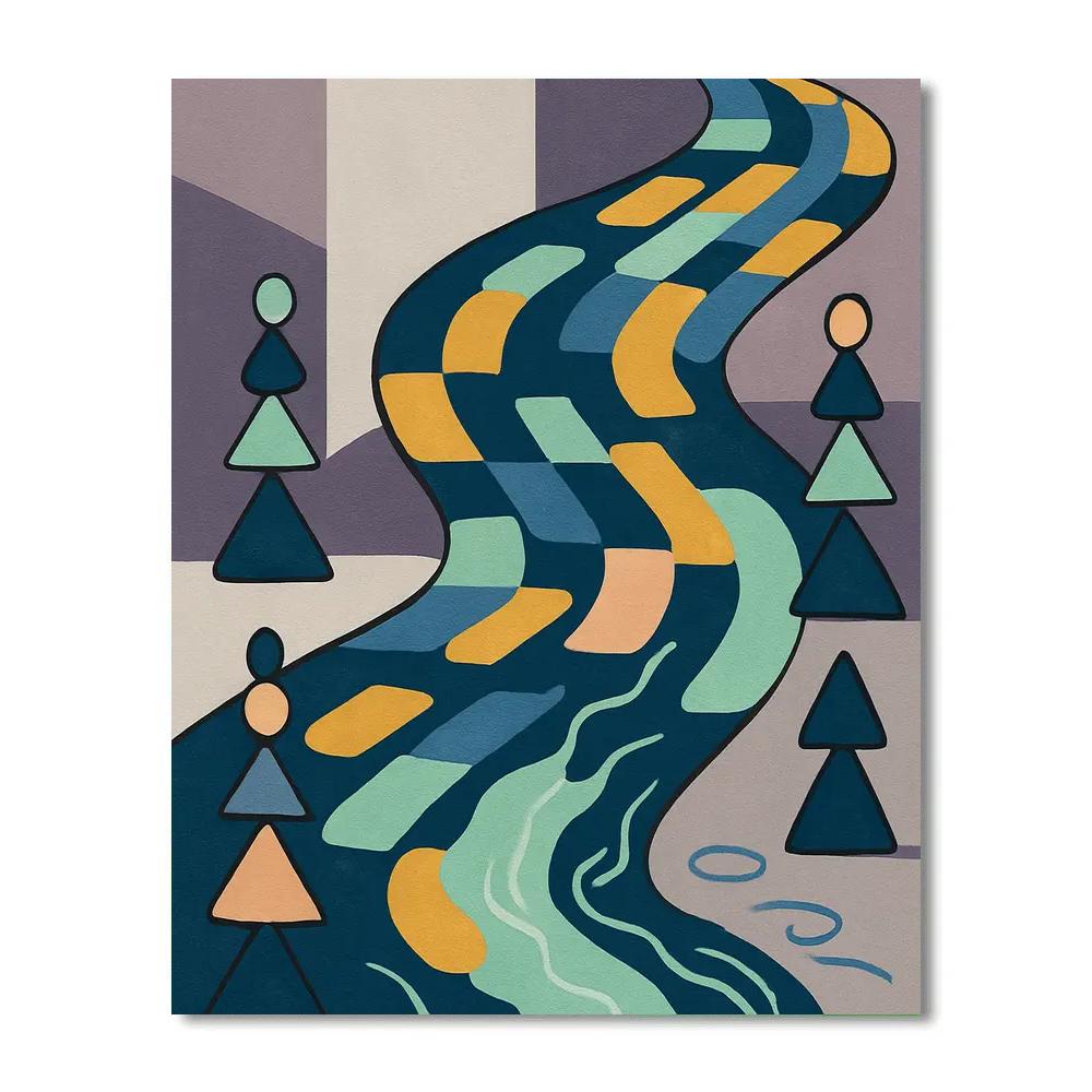 Abstract-Coded River Of Shapes paint by numbers