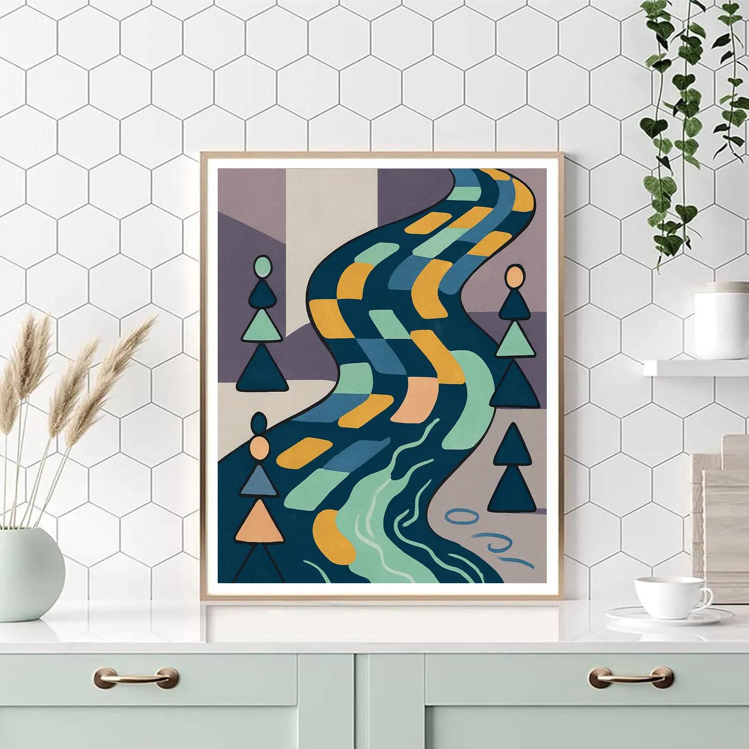 Abstract-Coded River Of Shapes paint by numbers