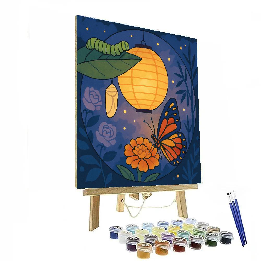 Lantern Garden With Butterfly Metamorphosis painting number kit