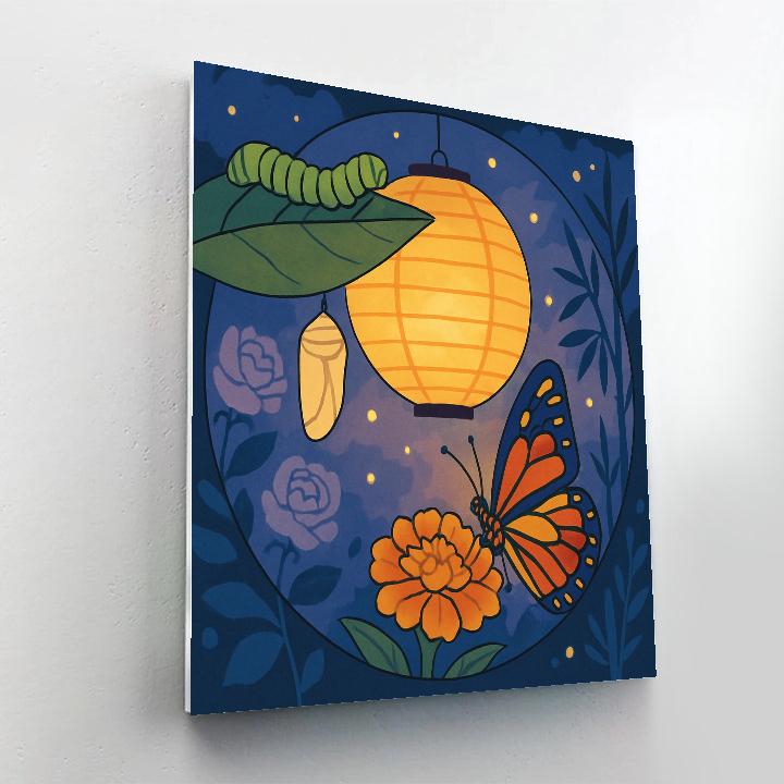 Lantern Garden With Butterfly Metamorphosis painting number kit