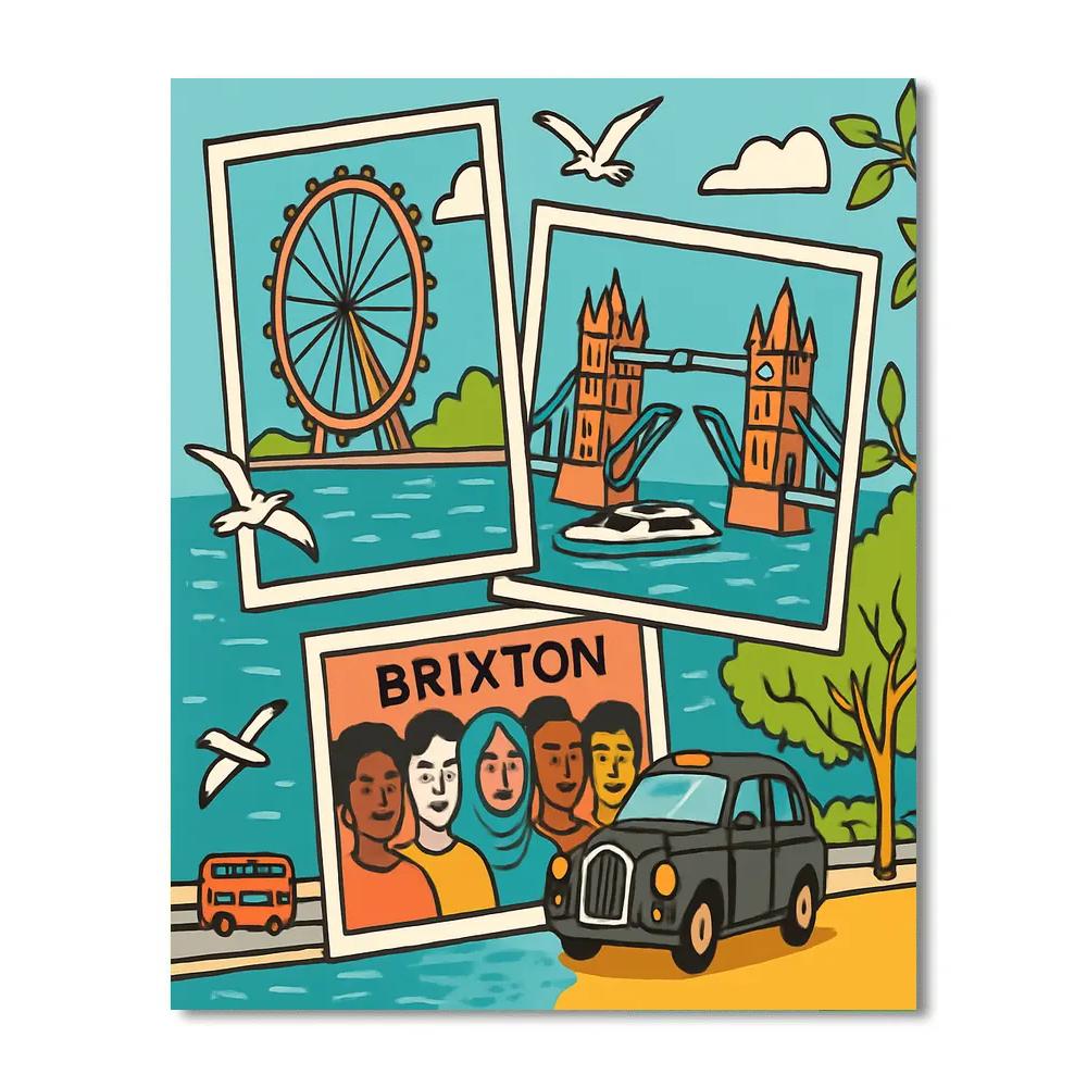 Thames River Postcards With London Glow DIY paint by numbers