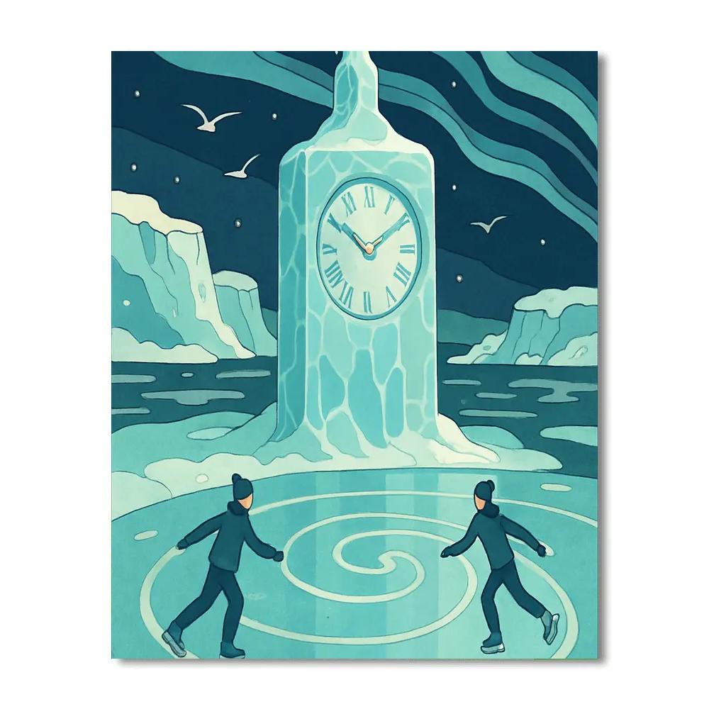 Icebound Clocktower Winter Crafted DIY paint by numbers