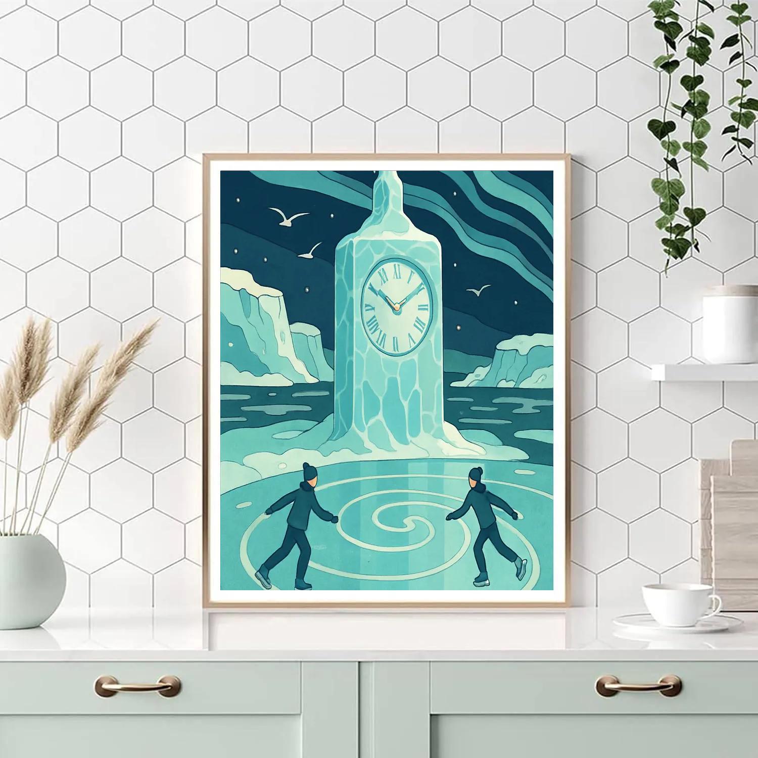 Icebound Clocktower Winter Crafted DIY paint by numbers