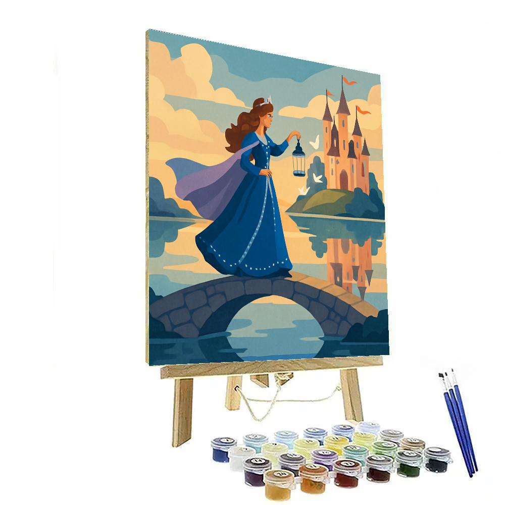 Moonlit Bridge To The Castle, Princess Paint by numbers art
