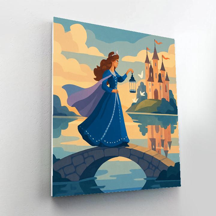Moonlit Bridge To The Castle, Princess Paint by numbers art