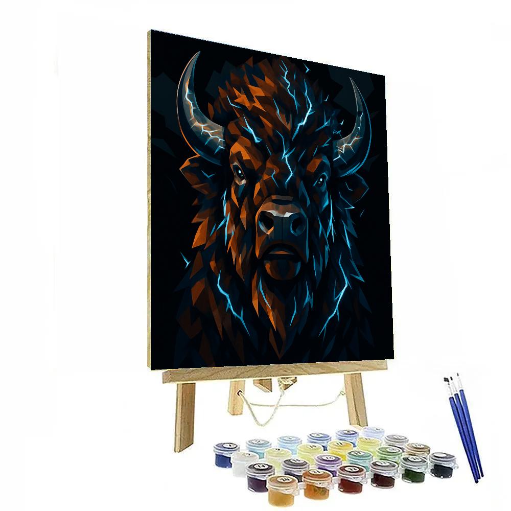 Thunder Crown Bison Portrait paint by numbers