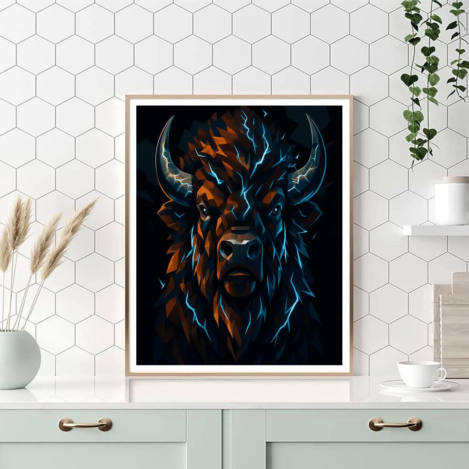 Thunder Crown Bison Portrait paint by numbers