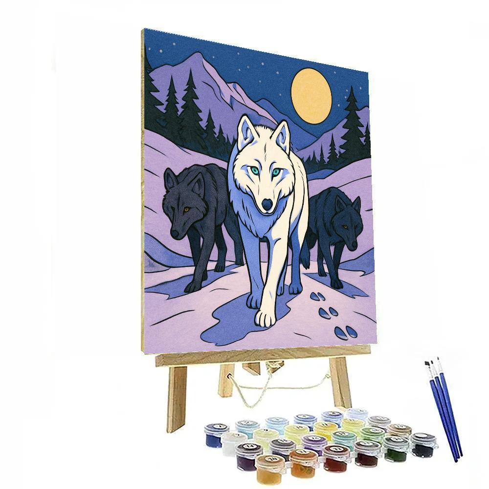 Moonlit Pass With Wolf Pack Dynamics paint by number