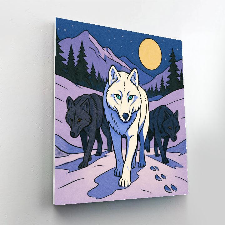 Moonlit Pass With Wolf Pack Dynamics paint by number