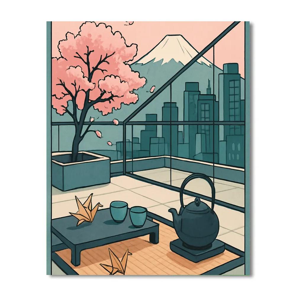 Skyline Tea Ceremony In Modern Japan Paint by numbers kits