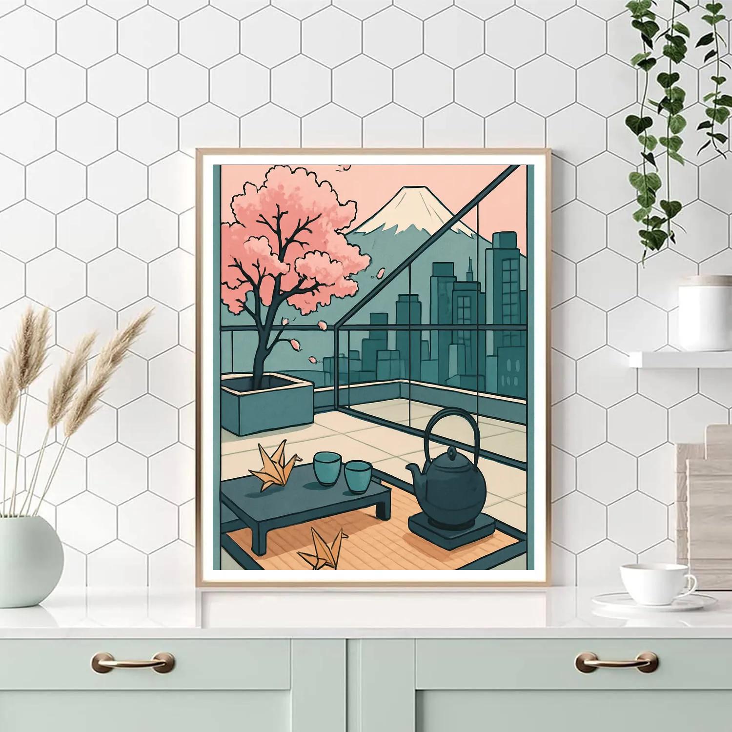 Skyline Tea Ceremony In Modern Japan Paint by numbers kits