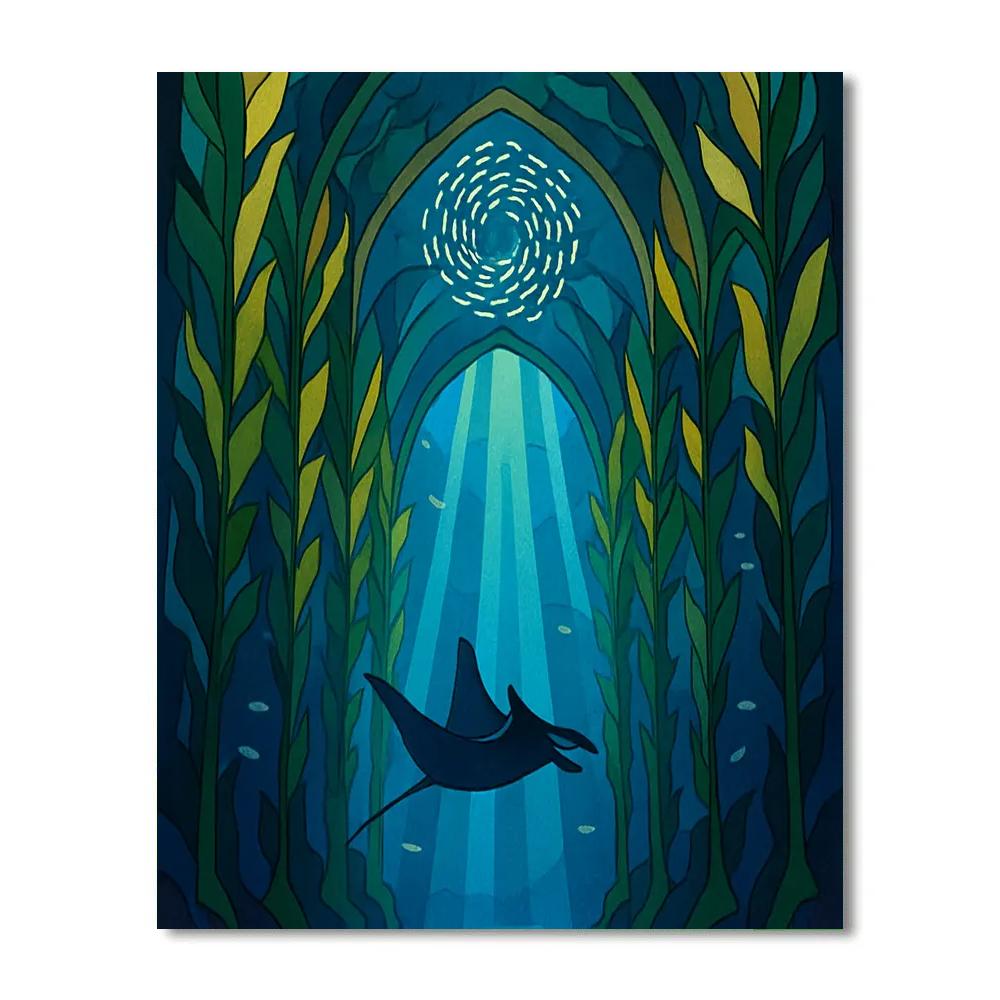 Ocean Hyphened Kelp Cathedral painting number kit