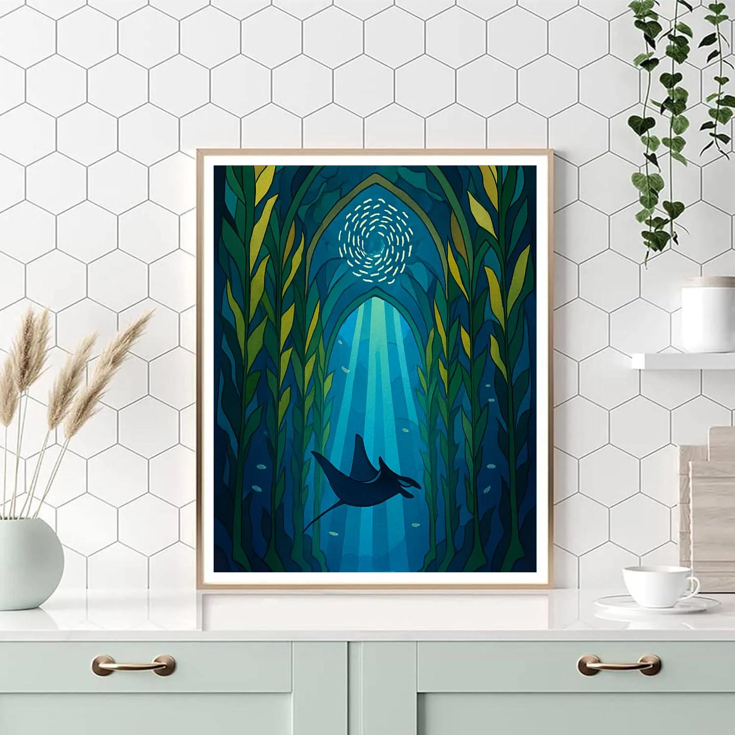 Ocean Hyphened Kelp Cathedral painting number kit