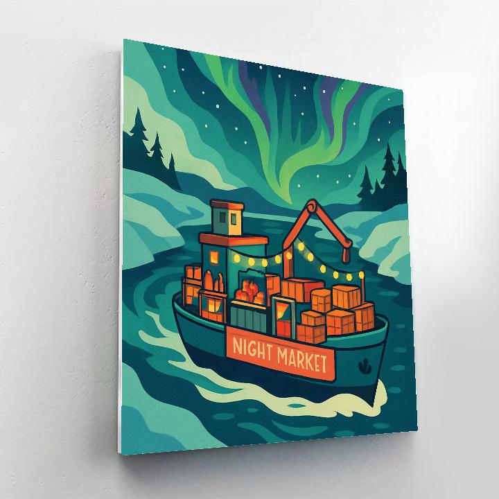 Aurora Market Ship At Midnight Canal Paint by numbers kits