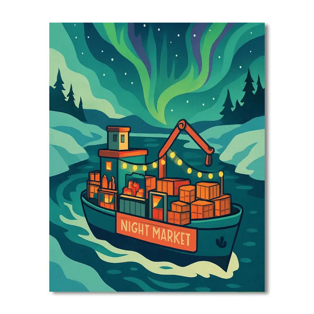 Aurora Market Ship At Midnight Canal Paint by numbers kits