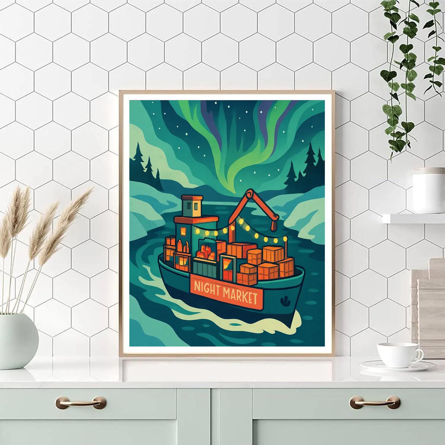 Aurora Market Ship At Midnight Canal Paint by numbers kits