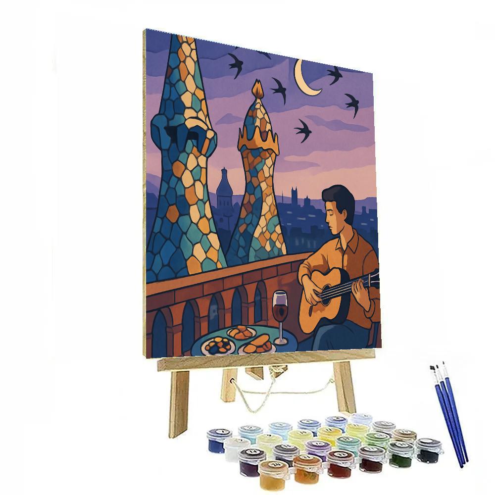 Gaudi Roofline With Spain Twilight paint by number