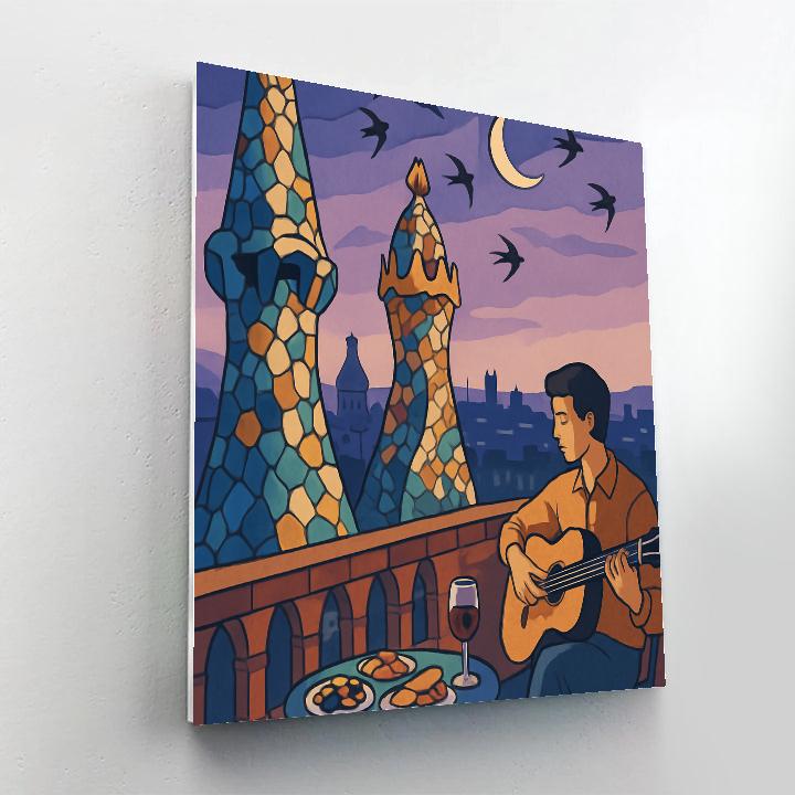 Gaudi Roofline With Spain Twilight paint by number