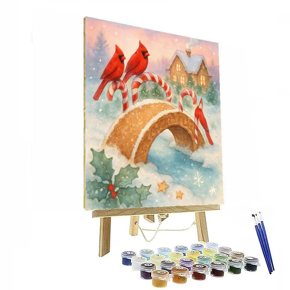 Gingerbread Bridge In The Snow Garden Number painting