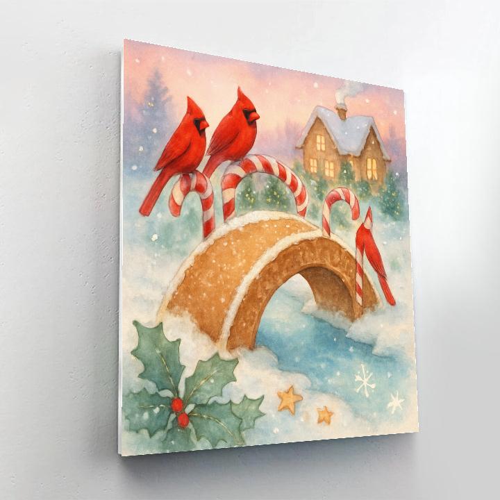 Gingerbread Bridge In The Snow Garden Number painting