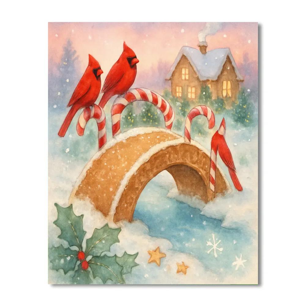 Gingerbread Bridge In The Snow Garden Number painting