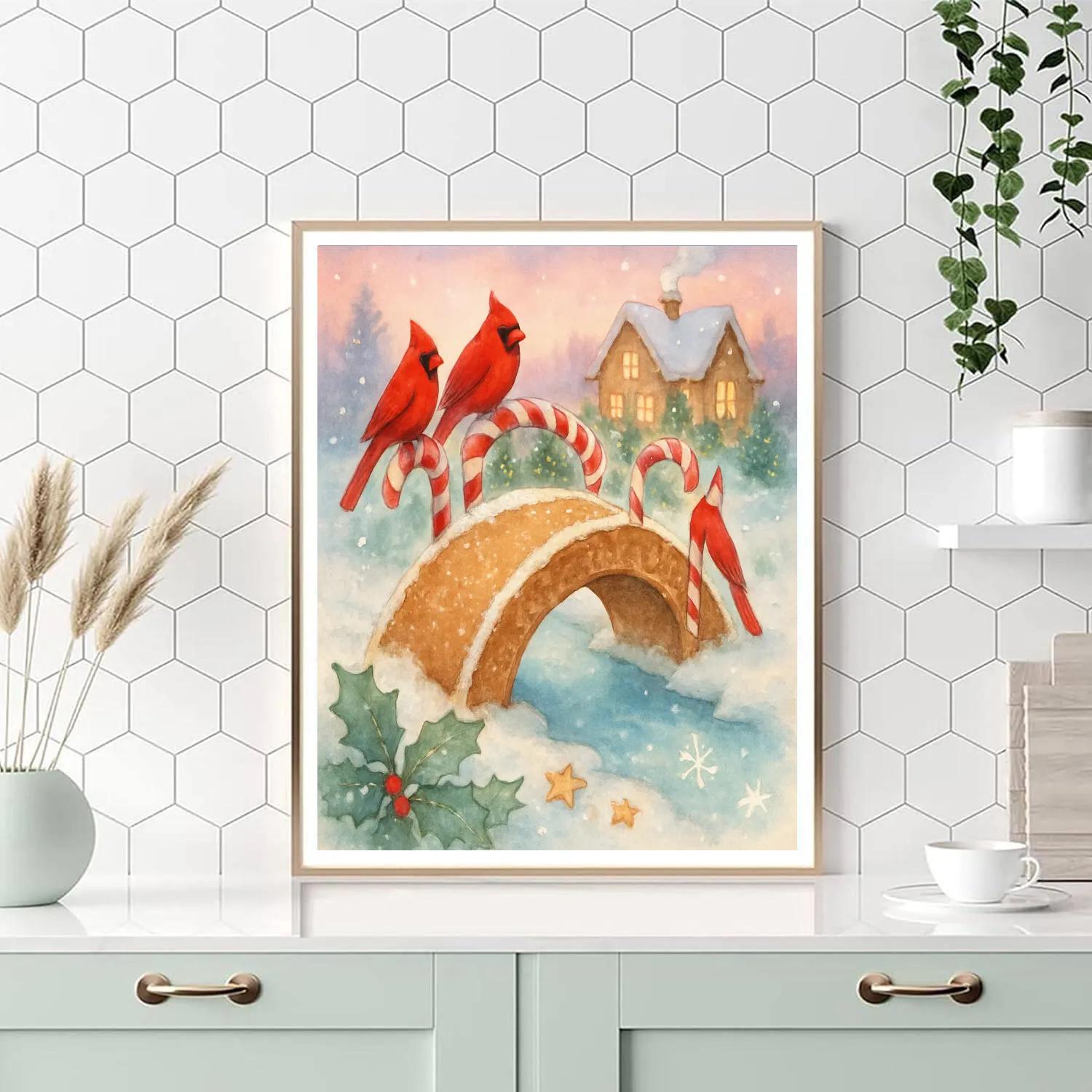 Gingerbread Bridge In The Snow Garden Number painting
