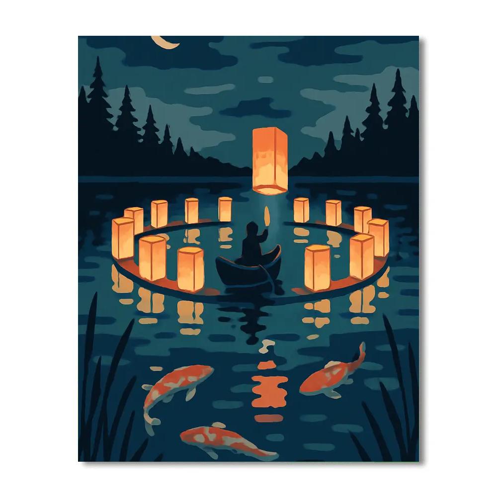 Carousel Lanterns Over Mirror Lake DIY paint by numbers