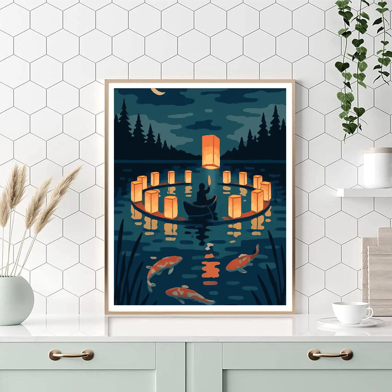 Carousel Lanterns Over Mirror Lake DIY paint by numbers