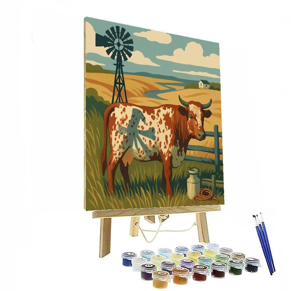 Windmill Shadow Cow Pasture paint by numbers