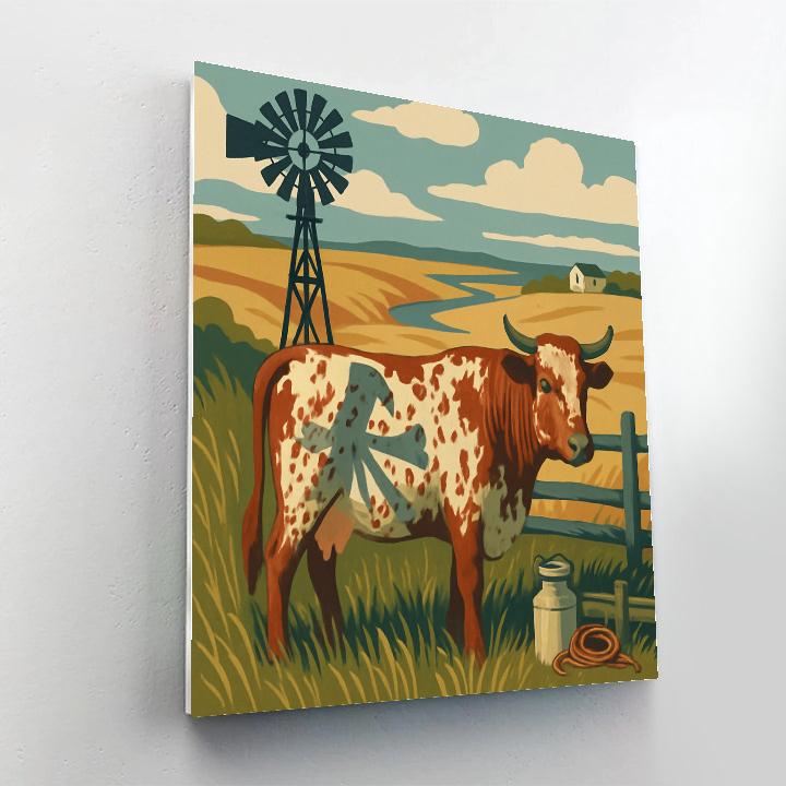 Windmill Shadow Cow Pasture paint by numbers