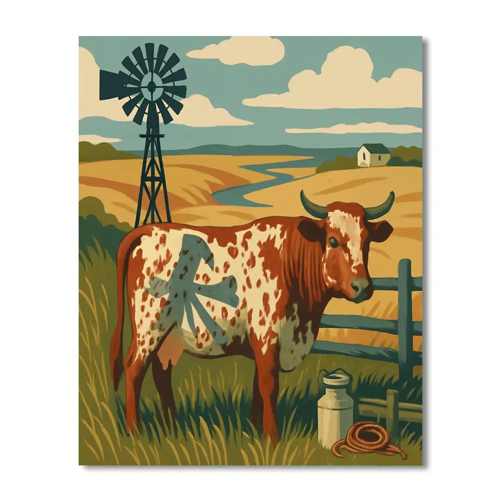 Windmill Shadow Cow Pasture paint by numbers