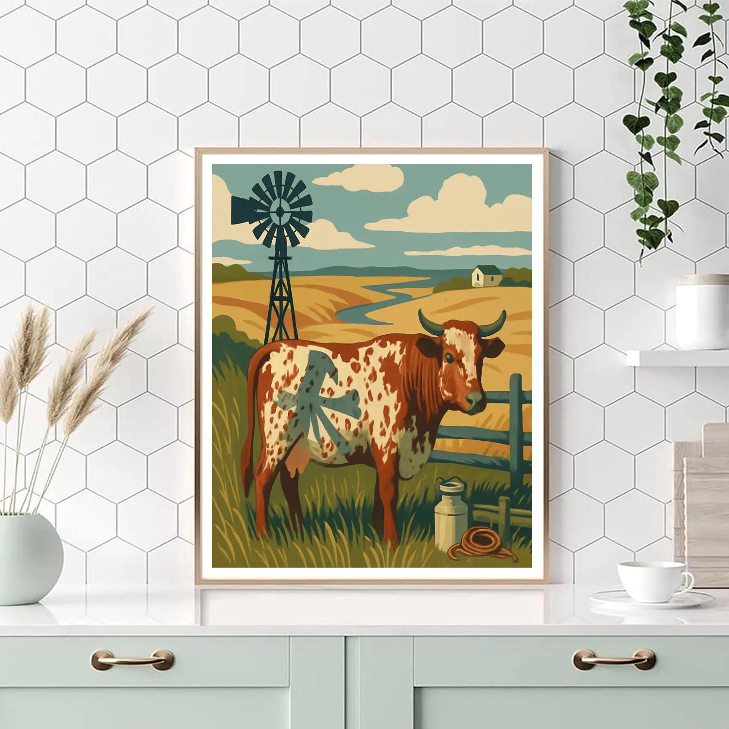 Windmill Shadow Cow Pasture paint by numbers