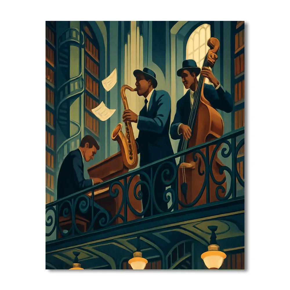 Midnight Library Jazz Balcony Session Paint by numbers kits