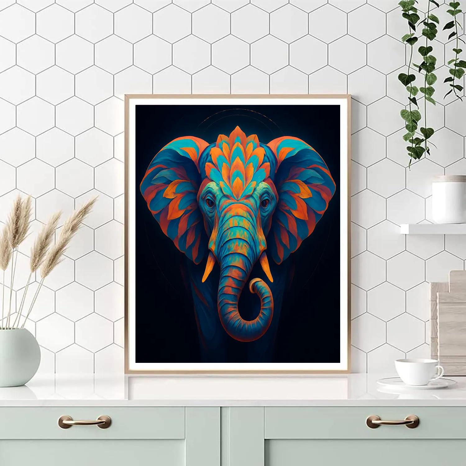 Chromatic Lotus Elephant Focus Numbered painting kits