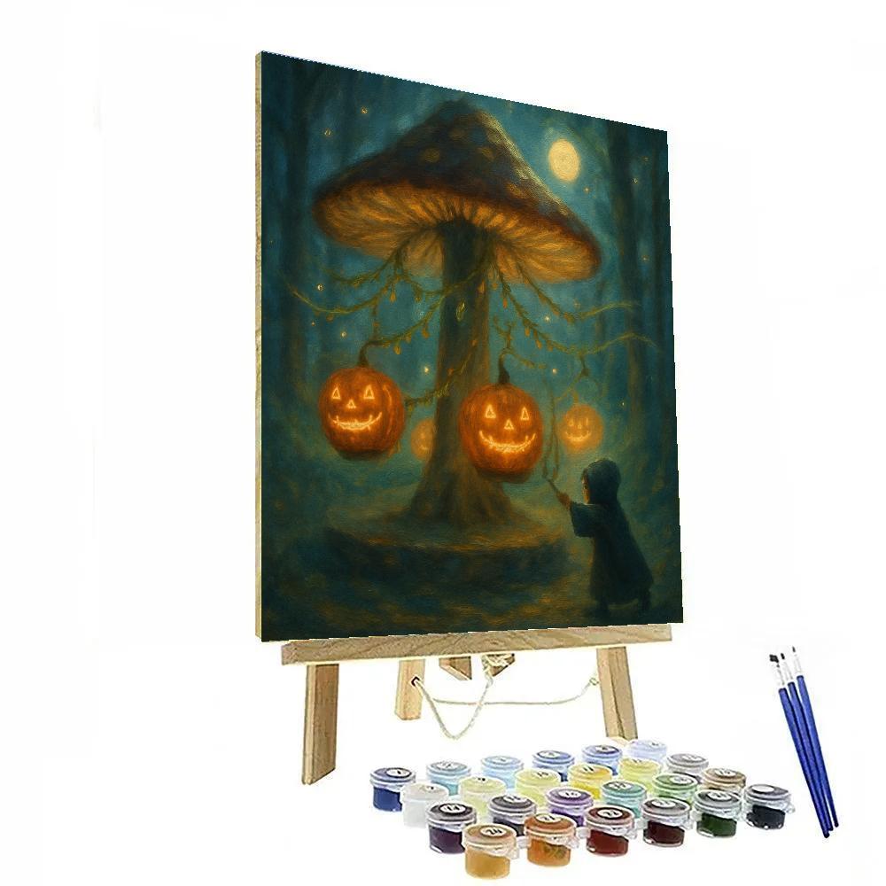 Moonlit Mushroom Carousel In The Enchanted Grove Paint by numbers kits