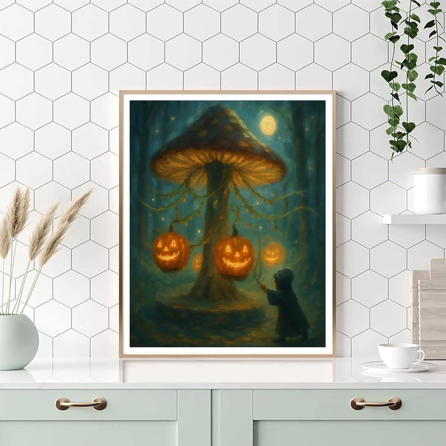 Moonlit Mushroom Carousel In The Enchanted Grove Paint by numbers kits