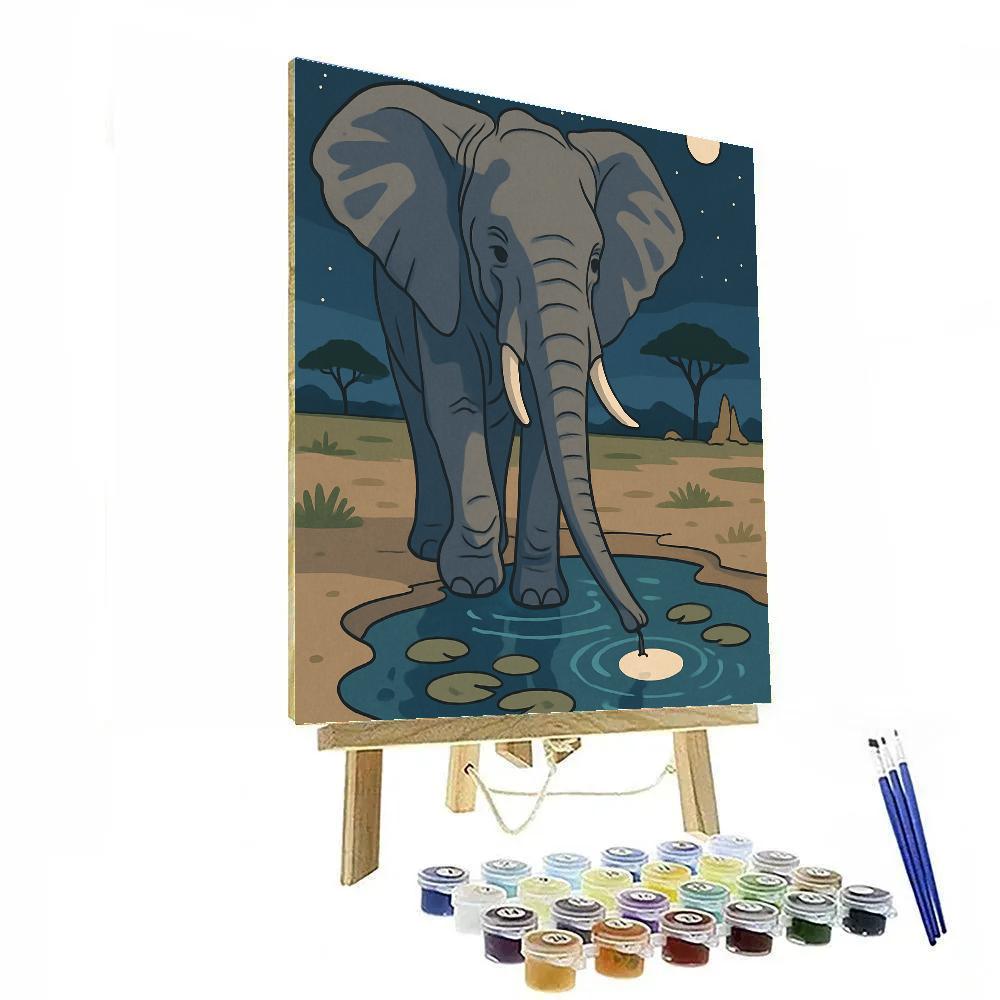 Moonlit Elephant Footprint Oasis DIY paint by numbers