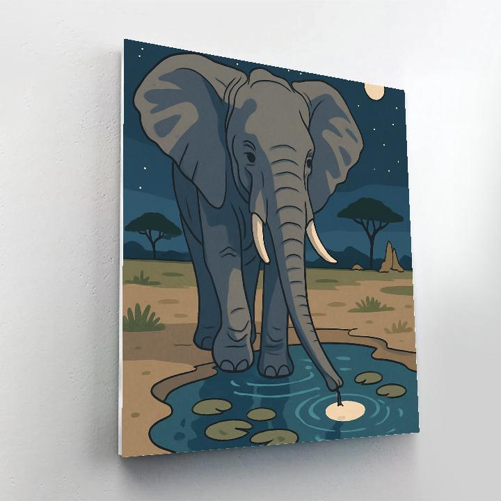 Moonlit Elephant Footprint Oasis DIY paint by numbers