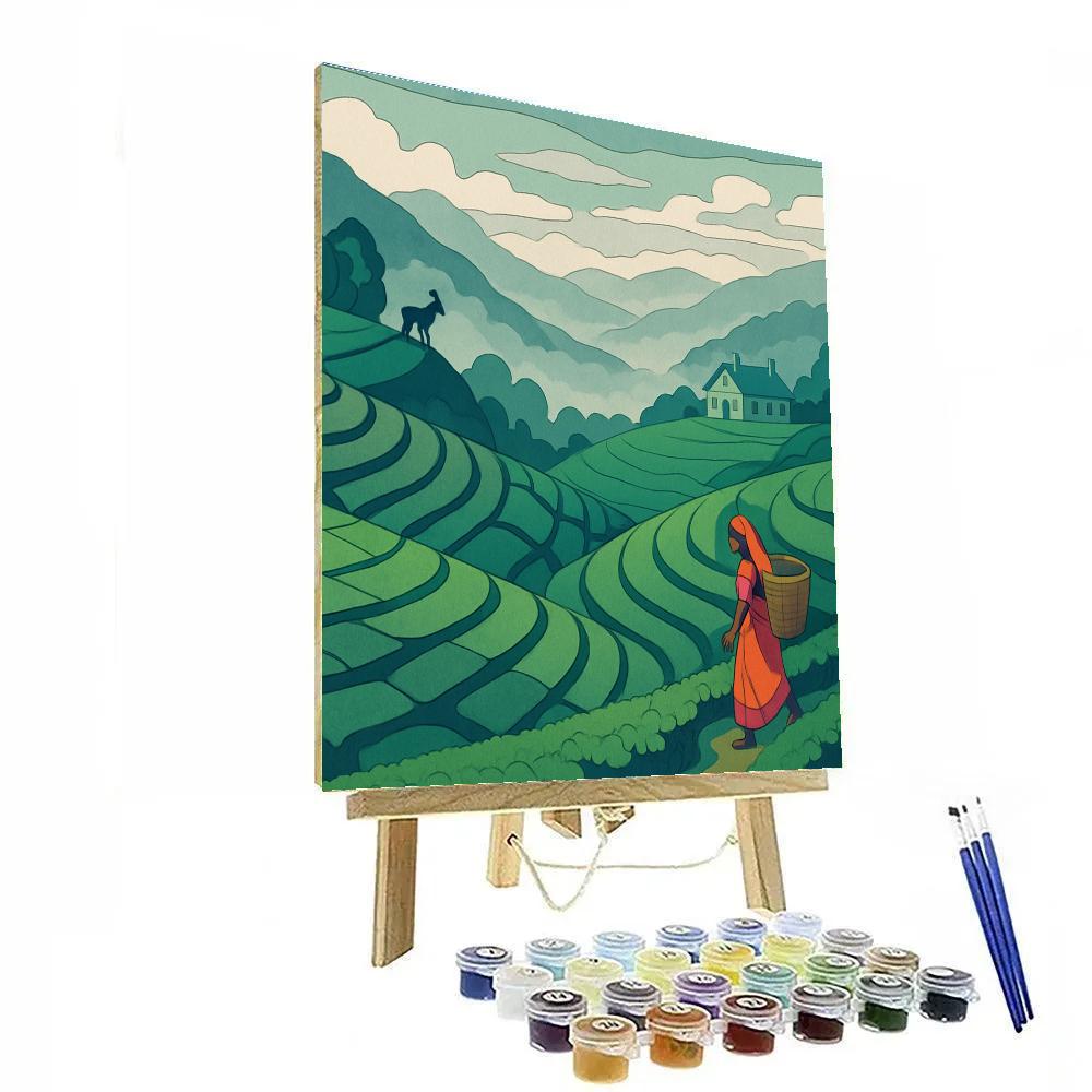 Monsoon Tea Terraces Of India Numbered painting kits