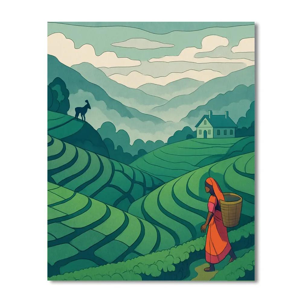 Monsoon Tea Terraces Of India Numbered painting kits